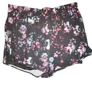 Avia Black Floral Athletic Shorts Womens Size XL
